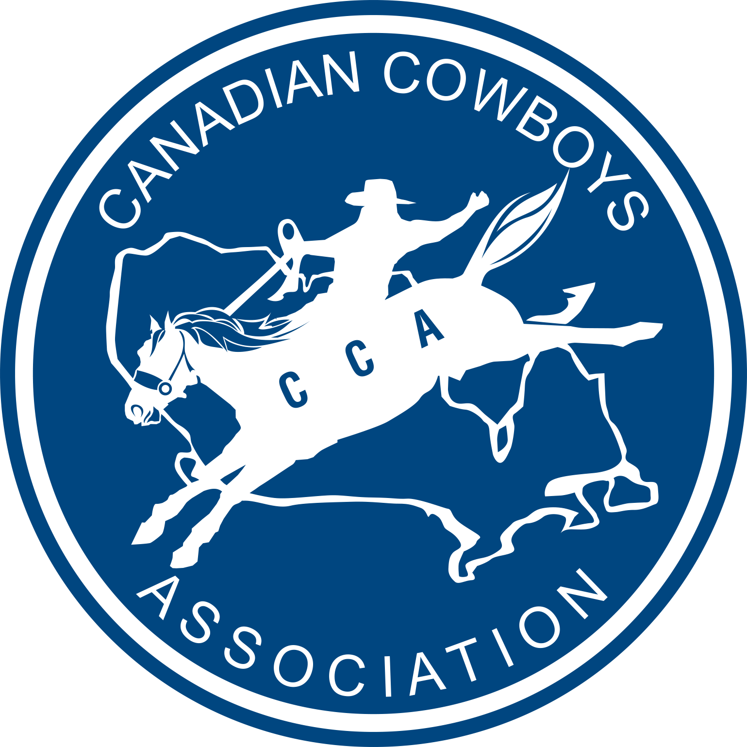 Canadian Cowboys Association logo with rider and horse.