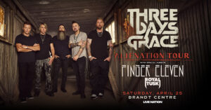 Band tour poster: concert date and guests listed.