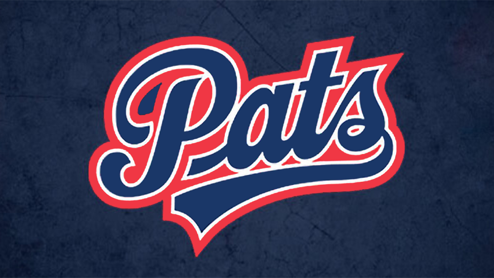 Pats logo on dark textured background.